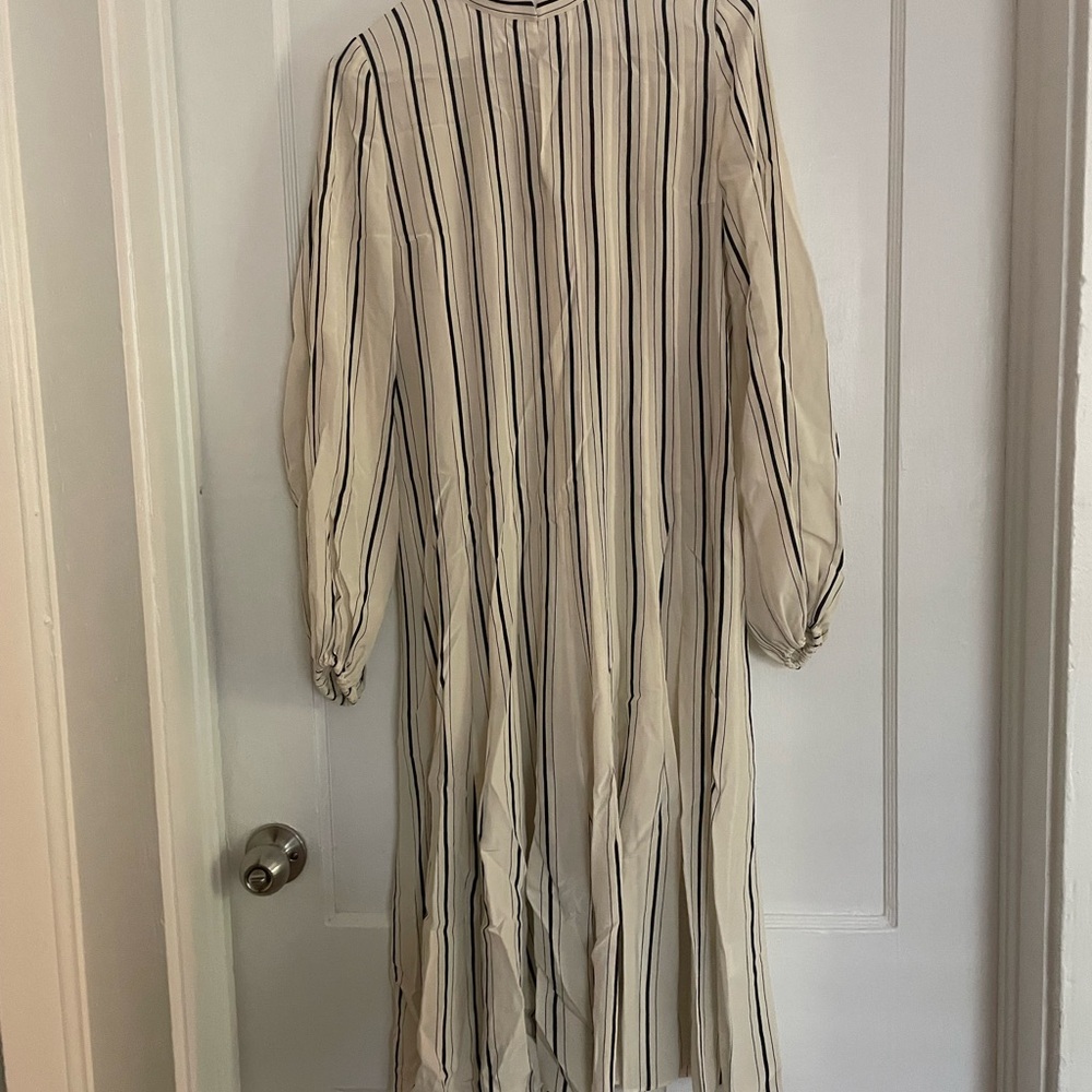 Akris Striped Long Sleeve Silk Dress with slip